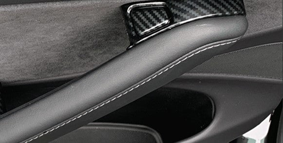 Temai Real Carbon Fiber Door Decal Open Button Cover Stickers For Model 3/Y
