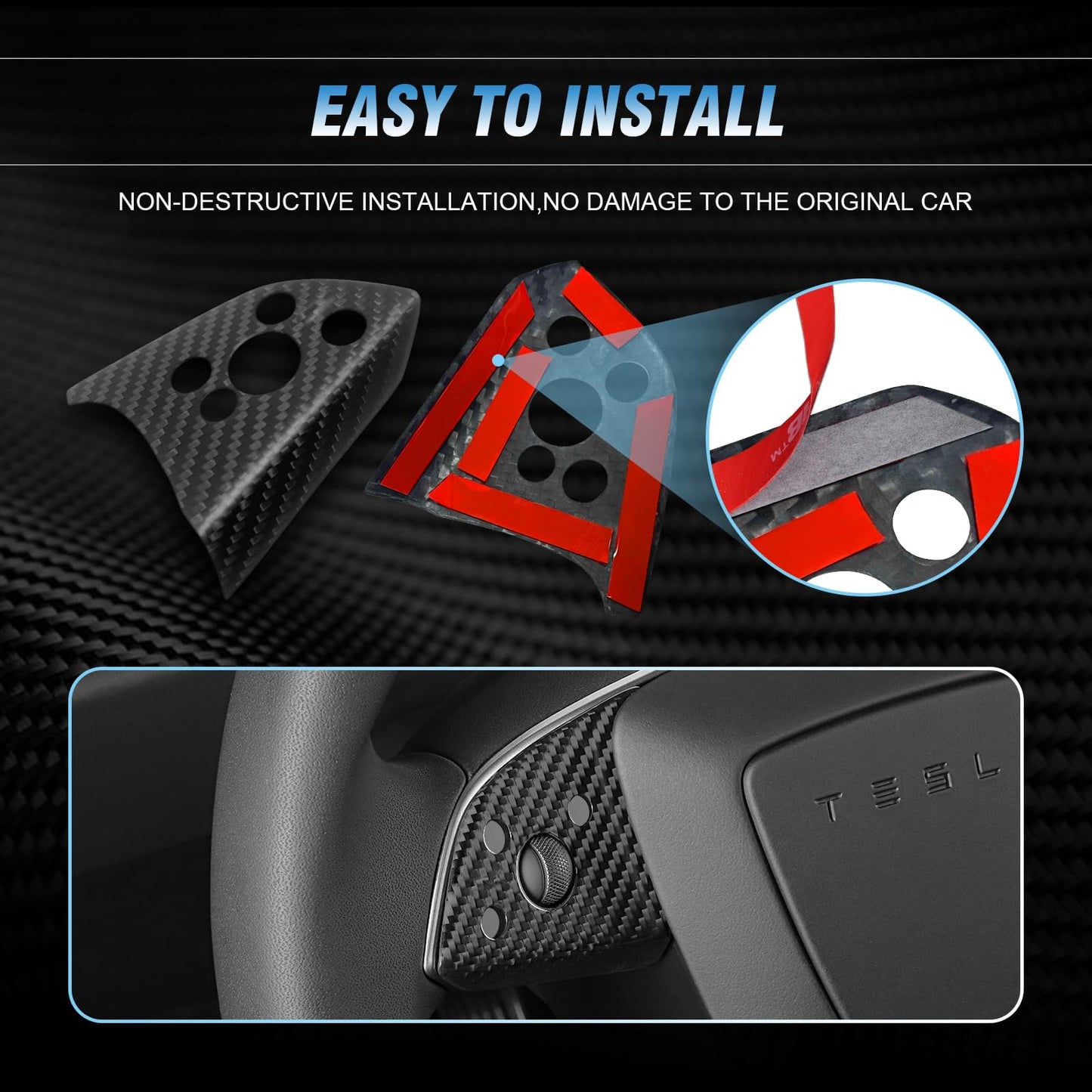 Real carbon fiber steering wheel cover for model 3 Highland 2024