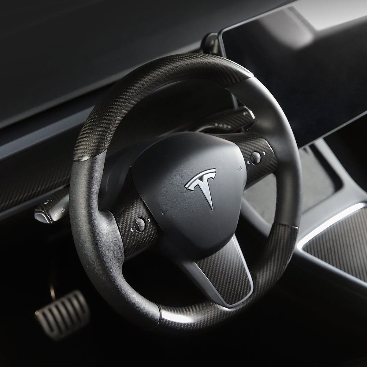Real Carbon Fiber Steering Wheel Cover For Tesla Model Y Model 3 2021-2023
