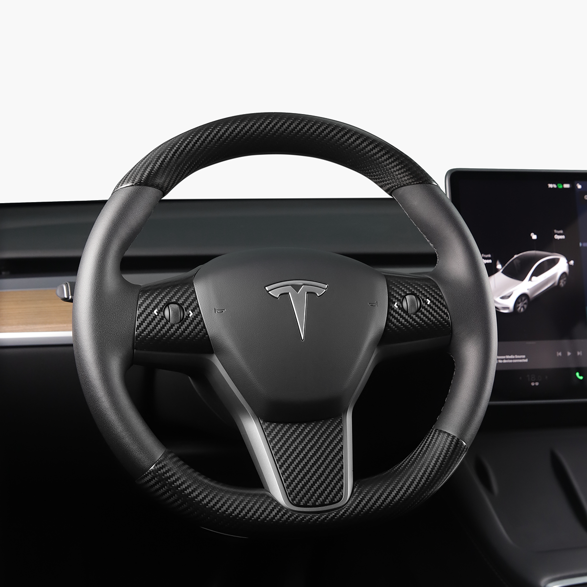 Real Carbon Fiber Steering Wheel Cover For Tesla Model Y Model 3 2021-2023