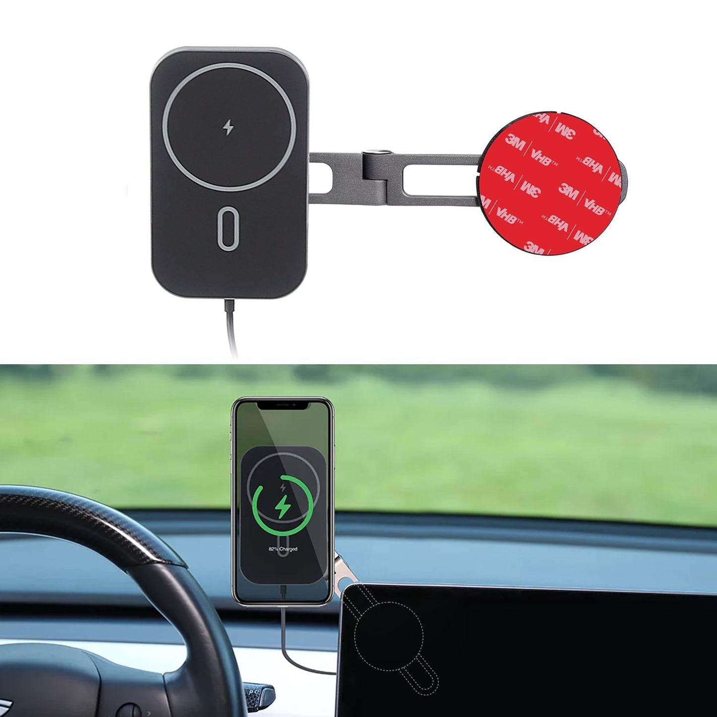 Foldable Cellphone Holder - Magsafe Charging Mount For Tesla Model 3 & Y