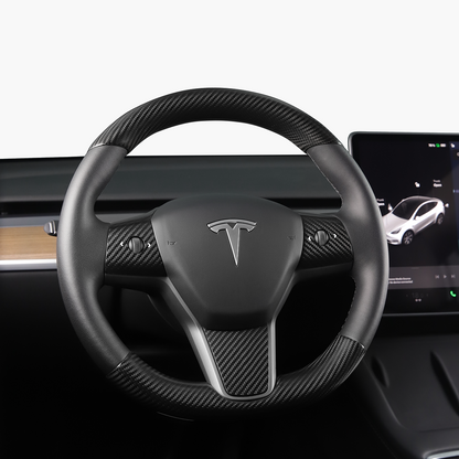 Real Carbon Fiber Steering Wheel Cover For Tesla Model Y Model 3