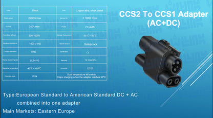 CCS2 To CCS1 Adapter (AC & DC)