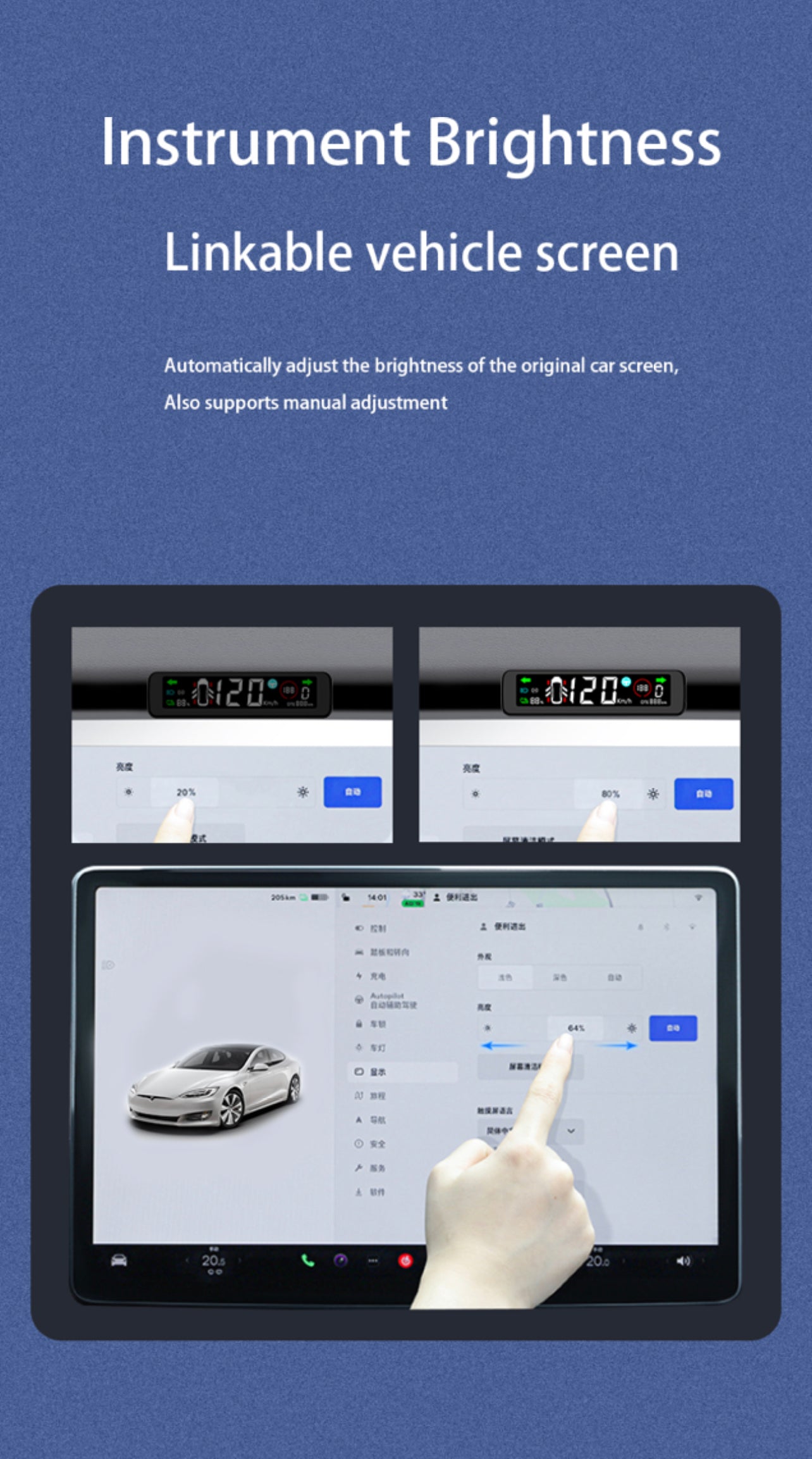 V2 Mini Lcd Screen 3.9 Inch For Tesla Model 3 & Model Y