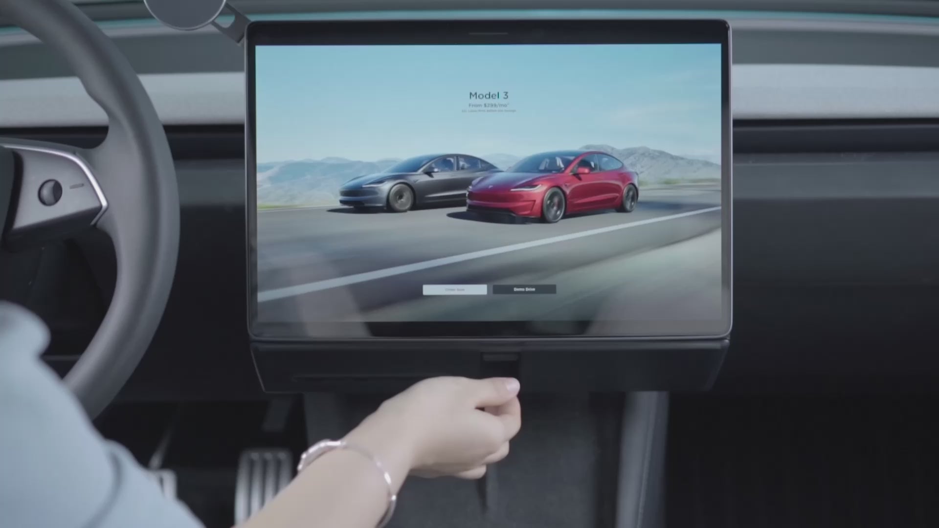 Load video: Hidden Magnetic (Under Screen) Storage Box For Tesla Model 3 &amp; Model Y 2020-2023